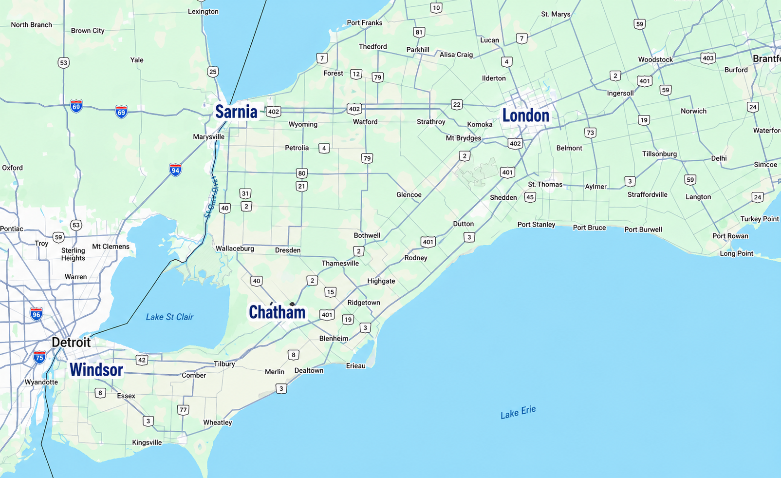 Bluewater Brick service area map